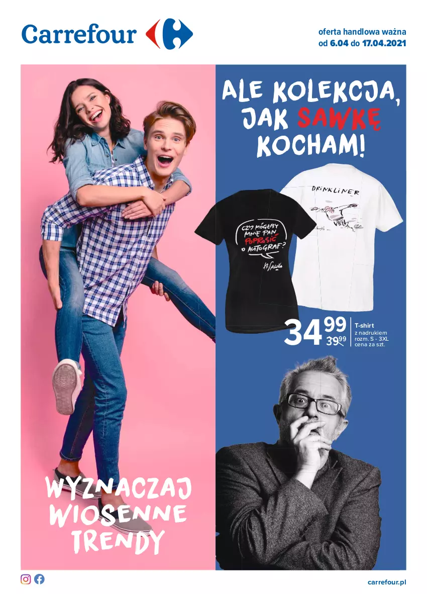 Gazetka promocyjna Carrefour - Gazetka Wyznaczaj wiosenne trendy - ważna 05.04 do 17.04.2021 - strona 1 - produkty: Koc, T-shirt