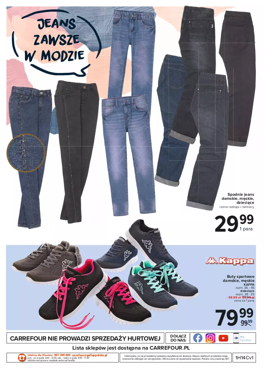 Gazetka promocyjna Carrefour - Gazetka Wyznaczaj wiosenne trendy - ważna 05.04 do 17.04.2021 - strona 20 - produkty: Buty, Dzieci, O nas, Por, Spodnie, Spodnie jeans, Sport