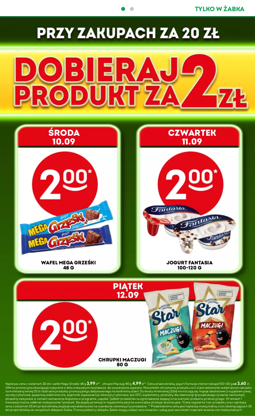 Gazetka promocyjna Żabka - ważna 10.09 do 23.09.2025 - strona 4 - produkty: Chrupki, Fa, Fanta, Gra, Grześki, Jogurt, Kret, Napoje, Papier, Piwa, Pojemnik, Rama, Tran