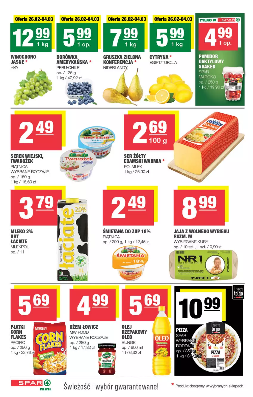 Gazetka promocyjna Spar - Spar-Mini - ważna 23.02 do 05.03.2025 - strona 2 - produkty: Borówka, Cif, Dżem, Edam, Jaja, Jaja z wolnego wybiegu, Mleko, Olej, Oleo, Piątnica, POLMLEK, Ser, Serek, Serek wiejski, Wino