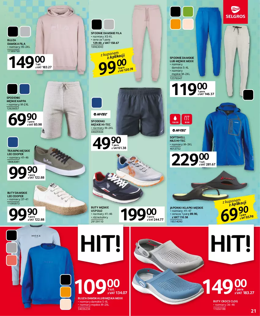 Gazetka promocyjna Selgros - Oferta przemysłowa - ważna 04.05 do 17.05.2023 - strona 21 - produkty: Bluza, Buty, Hi-Tec, Klapki, Mexx, Spodnie, Trampki