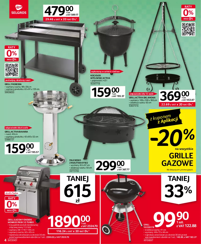 Gazetka promocyjna Selgros - Oferta przemysłowa - ważna 04.05 do 17.05.2023 - strona 4 - produkty: Fa, Grill, Grill gazowy, Koc, Palenisko