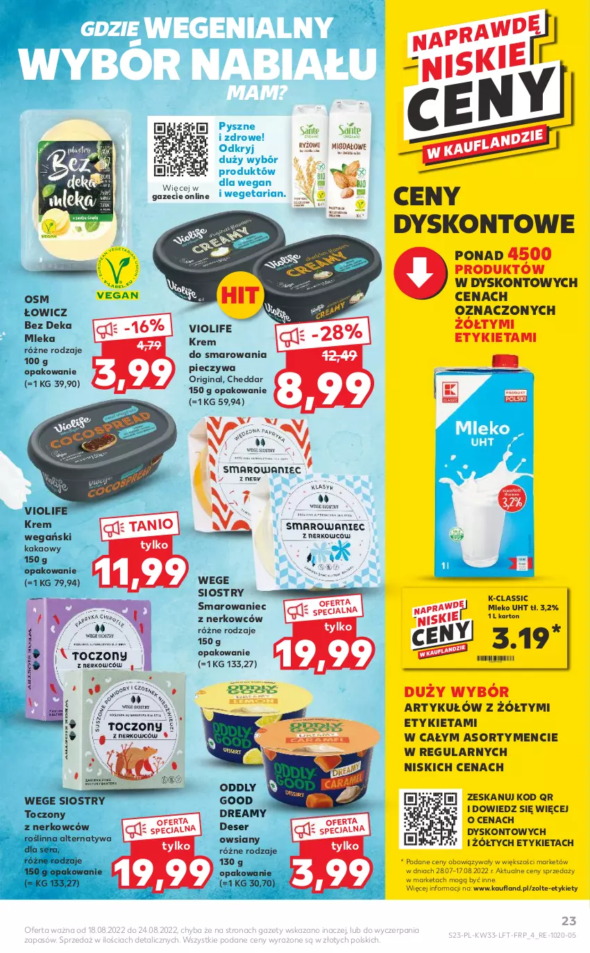 Gazetka promocyjna Kaufland - OFERTA TYGODNIA - ważna 18.08 do 24.08.2022 - strona 23 - produkty: Cheddar, Deser, Gin, Kakao, Krem do smarowania pieczywa, Piec, Ser