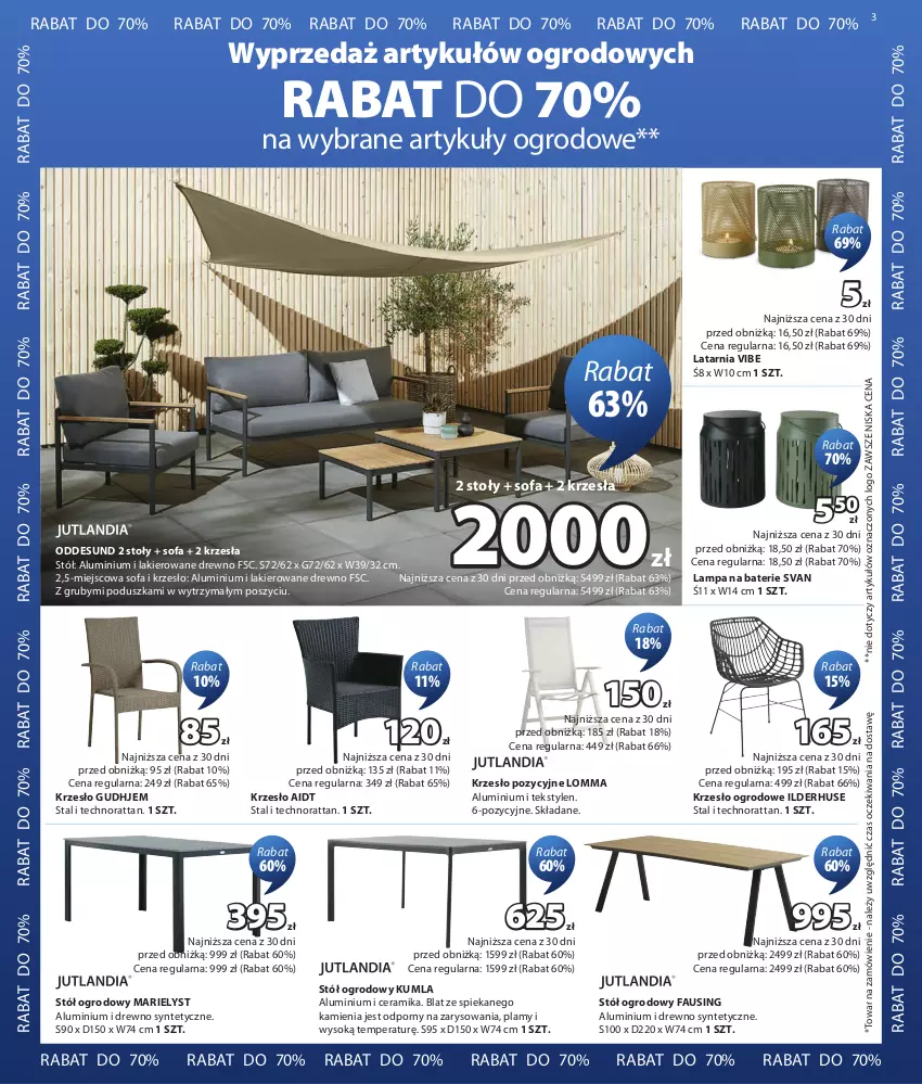 Gazetka promocyjna Jysk - Oferta tygodnia - ważna 29.07 do 16.08.2026 - strona 4 - produkty: Ariel, Fa, Krzesło, Krzesło ogrodowe, Lakier, Lampa, Latarnia, Poduszka, Por, Sofa, Sok, Stół