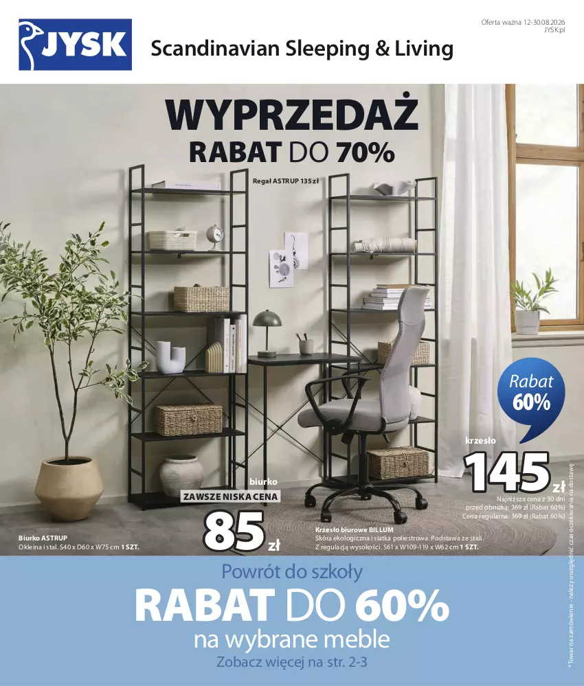 Gazetka promocyjna Jysk - Oferta tygodnia - ważna 12.08 do 30.08.2026 - strona 2 - produkty: Biurko, Biuro, Krzesło, Meble, Regał, Siatka, Sok