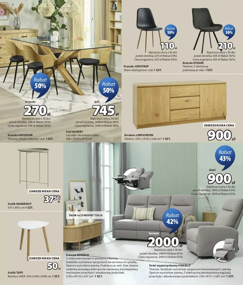 Gazetka promocyjna Jysk - Oferta tygodnia - ważna 12.08 do 30.08.2026 - strona 5 - produkty: Fotel, Kanapa, Klej, Kredens, Krzesło, Podnóżek, Siedzisko, Stół, Stolik, Top