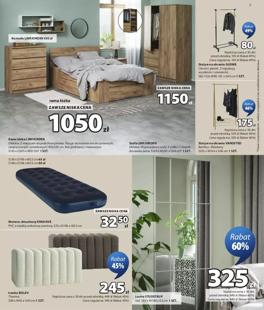 Gazetka promocyjna Jysk - Oferta tygodnia - ważna 12.08 do 30.08.2026 - strona 6 - produkty: Fa, Komoda, Lustro, Materac, Materac dmuchany, Moda, Rama, Rama łóżka, Sok, Statyw na ubrania, Szafa, Tera, Ubrania