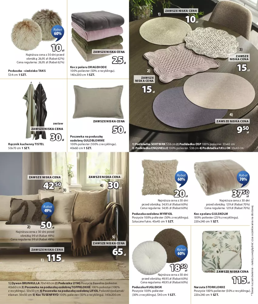 Gazetka promocyjna Jysk - Oferta tygodnia - ważna 12.08 do 30.08.2026 - strona 8 - produkty: Dywan, Koc, Narzuta, Podkład, Podkładka, Poduszka, Poszewka, Ręcznik, Ręcznik kuchenny, Siedzisko, Top, Wełna