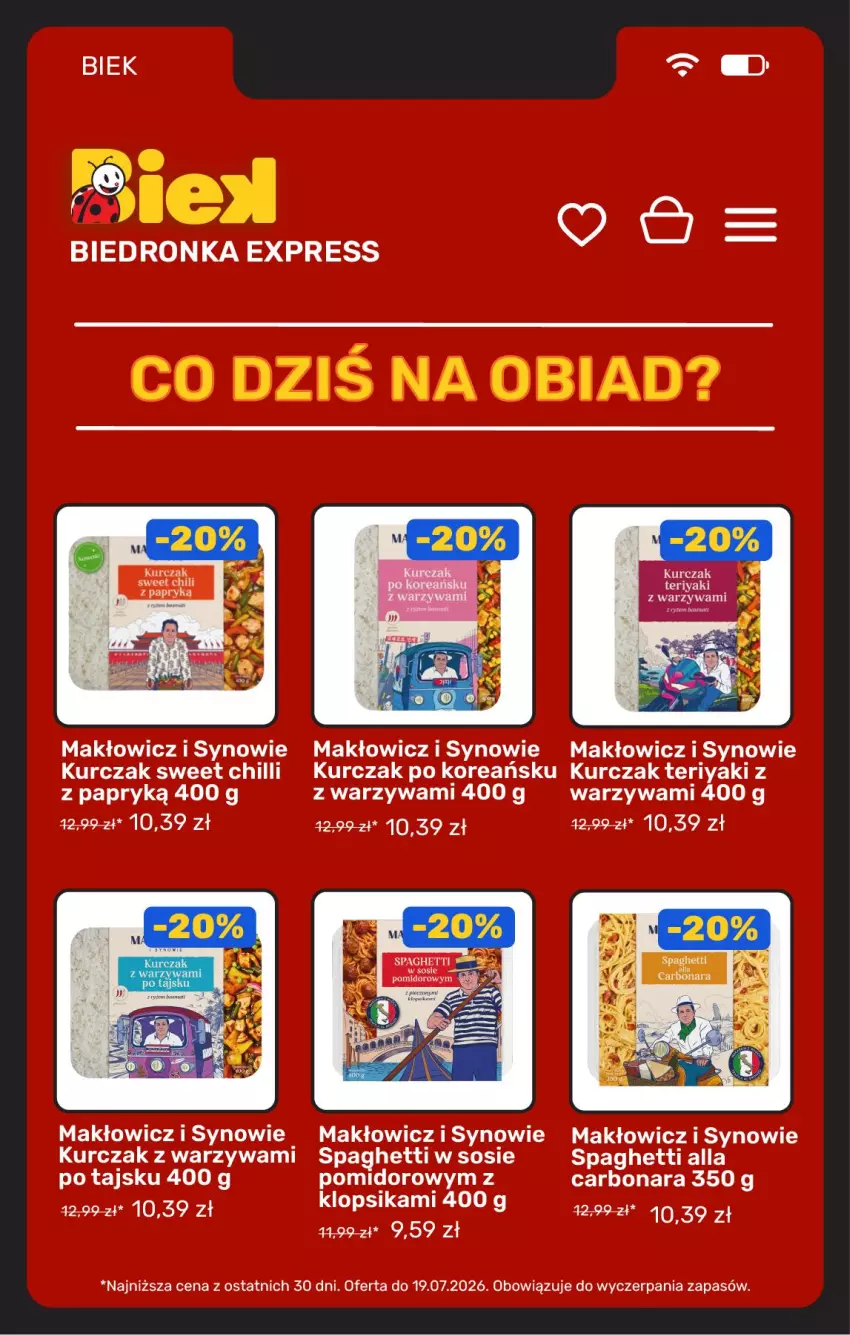 Gazetka promocyjna Biedronka - BIEK - ważna 17.07 do 24.07.2026 - strona 6 - produkty: Kurczak, Sos, Spaghetti, Warzywa