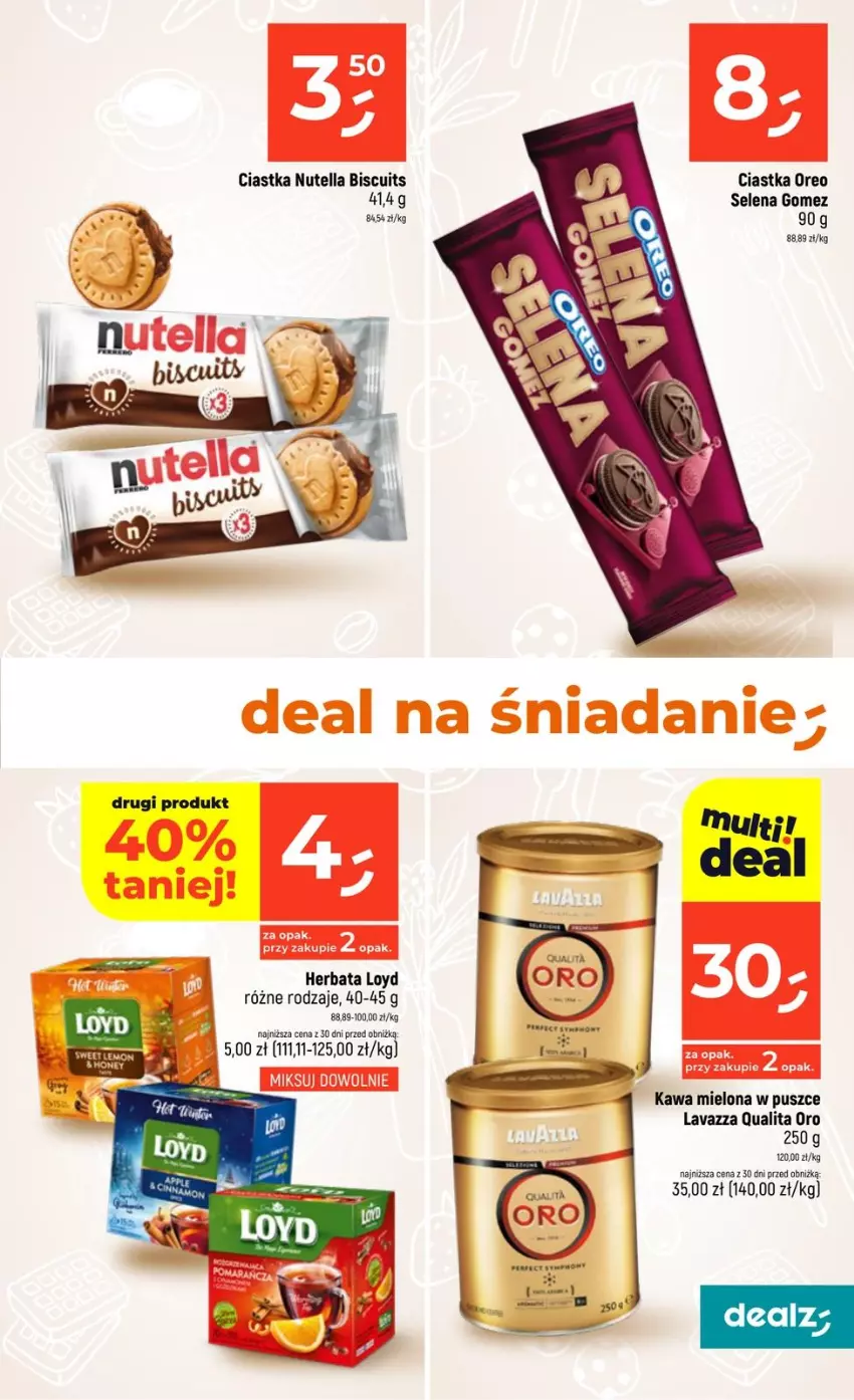 Gazetka promocyjna Dealz - NOWA GAZETKA - ważna 12.02 do 18.02.2026 - strona 9 - produkty: Ciastka, Herbata, Kawa, Kawa mielona, Lavazza, Loyd, Nutella, Oreo
