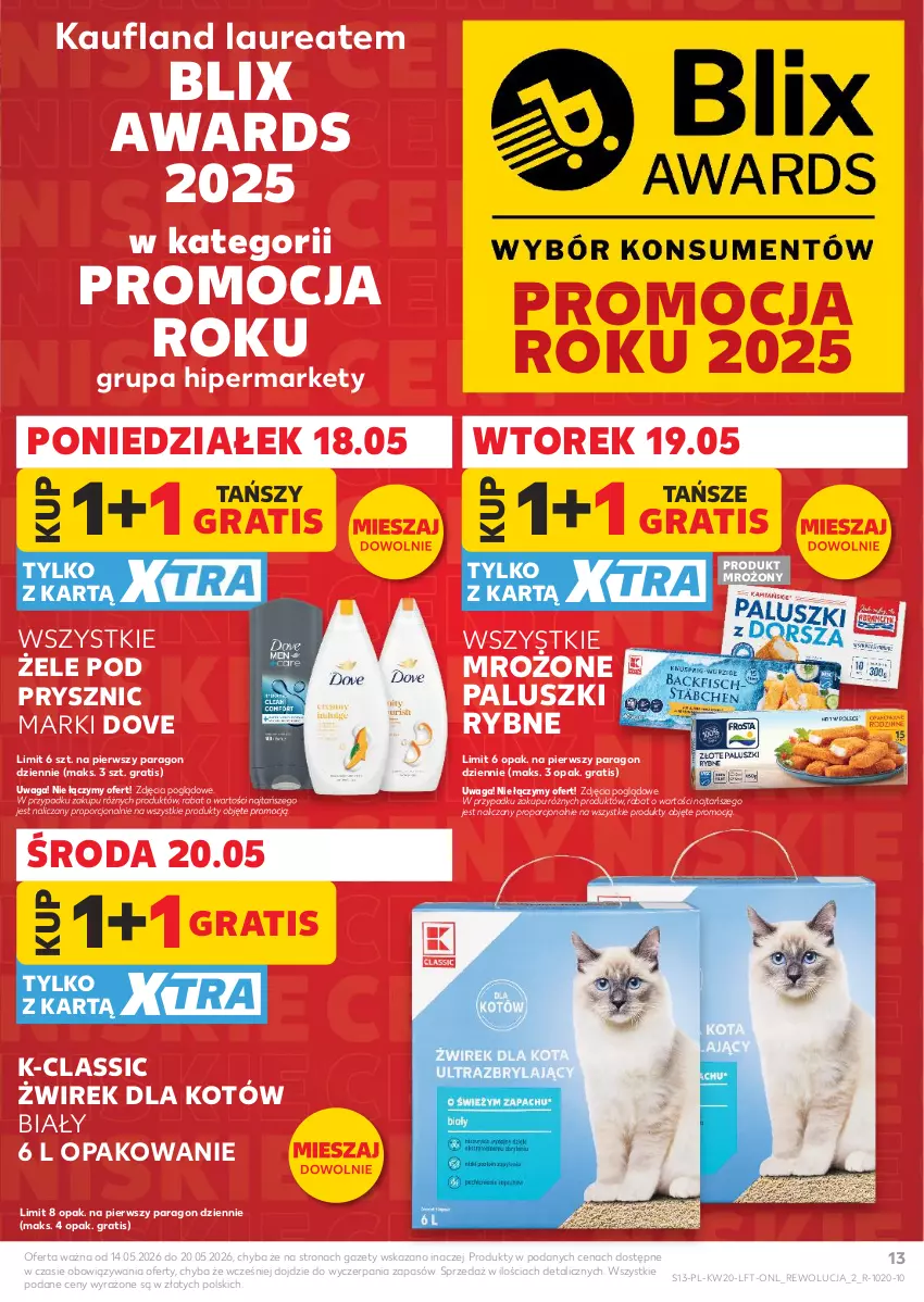 Gazetka promocyjna Kaufland - Gazetka tygodnia - ważna 14.05 do 20.05.2026 - strona 13 - produkty: Dove, Gra, Laur, Paluszki rybne, Por, Waga