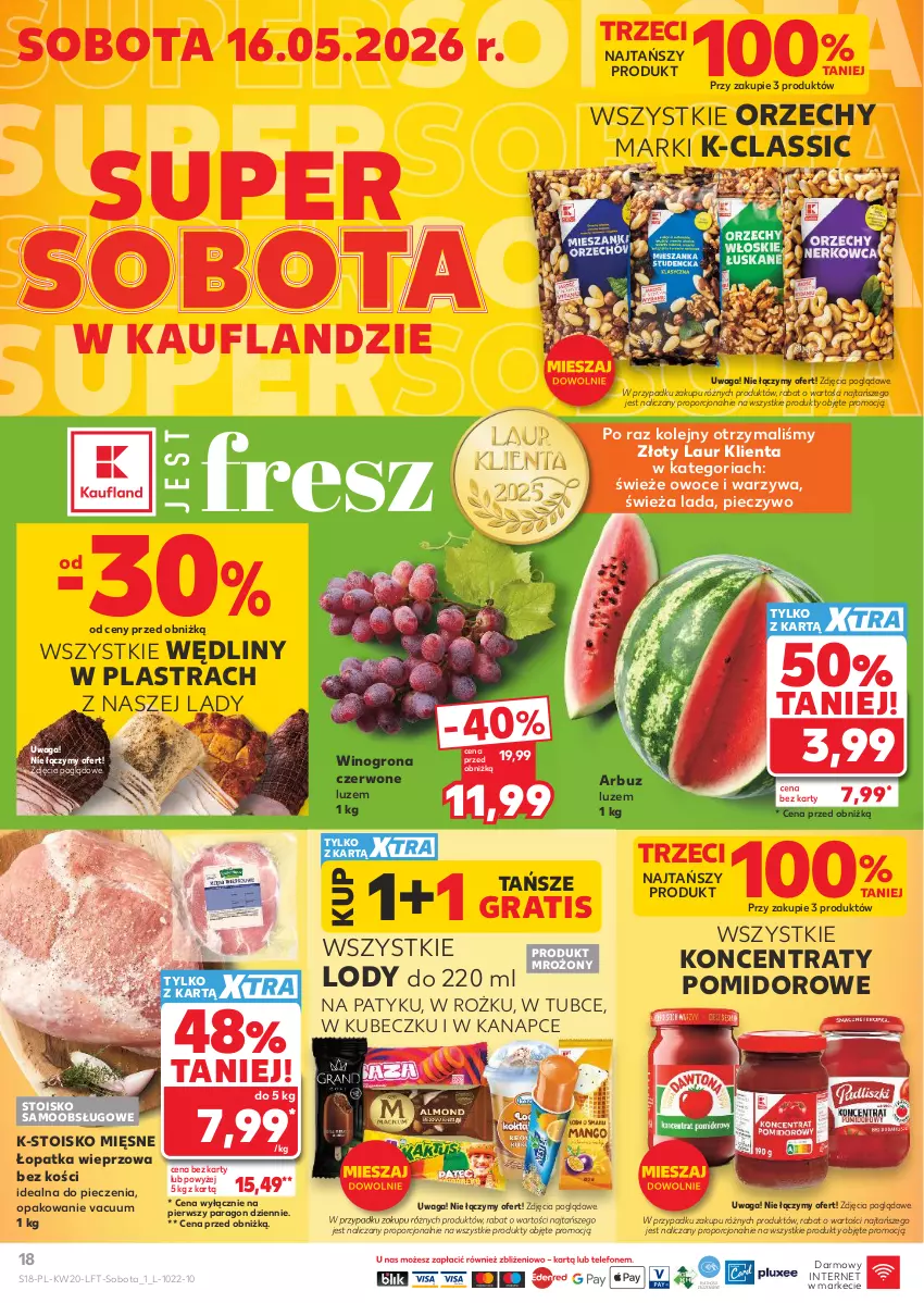 Gazetka promocyjna Kaufland - Gazetka tygodnia - ważna 14.05 do 20.05.2026 - strona 18 - produkty: Arbuz, Gra, Laur, Lody, Olej, Owoce, Piec, Pieczywo, Por, Waga, Warzywa, Wino, Winogrona
