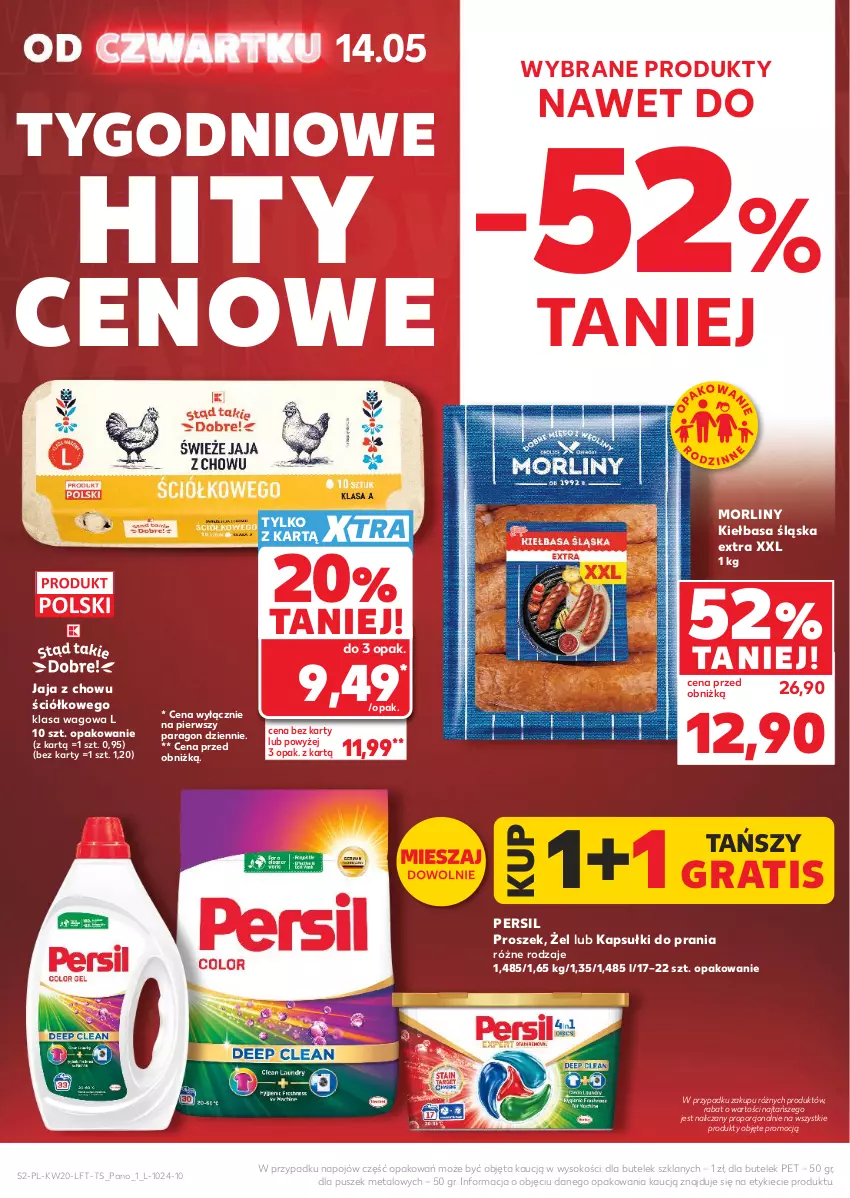 Gazetka promocyjna Kaufland - Gazetka tygodnia - ważna 14.05 do 20.05.2026 - strona 2 - produkty: Gra, Jaja, Kapsułki do prania, Kiełbasa, Kiełbasa śląska, Morliny, Persil, Por, Sok