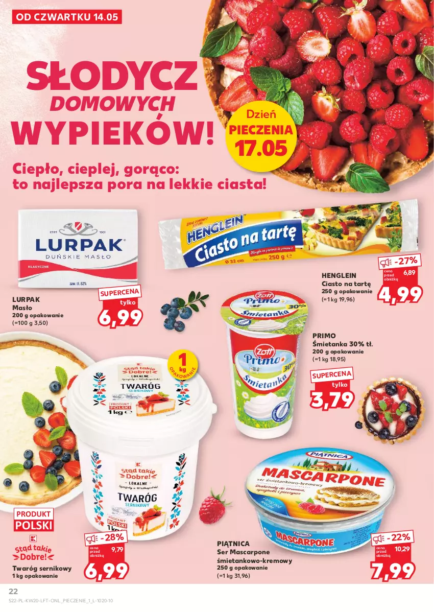 Gazetka promocyjna Kaufland - Gazetka tygodnia - ważna 14.05 do 20.05.2026 - strona 22 - produkty: Lurpak, Mascarpone, Masło, Piątnica, Piec, Por, Ser, Twaróg