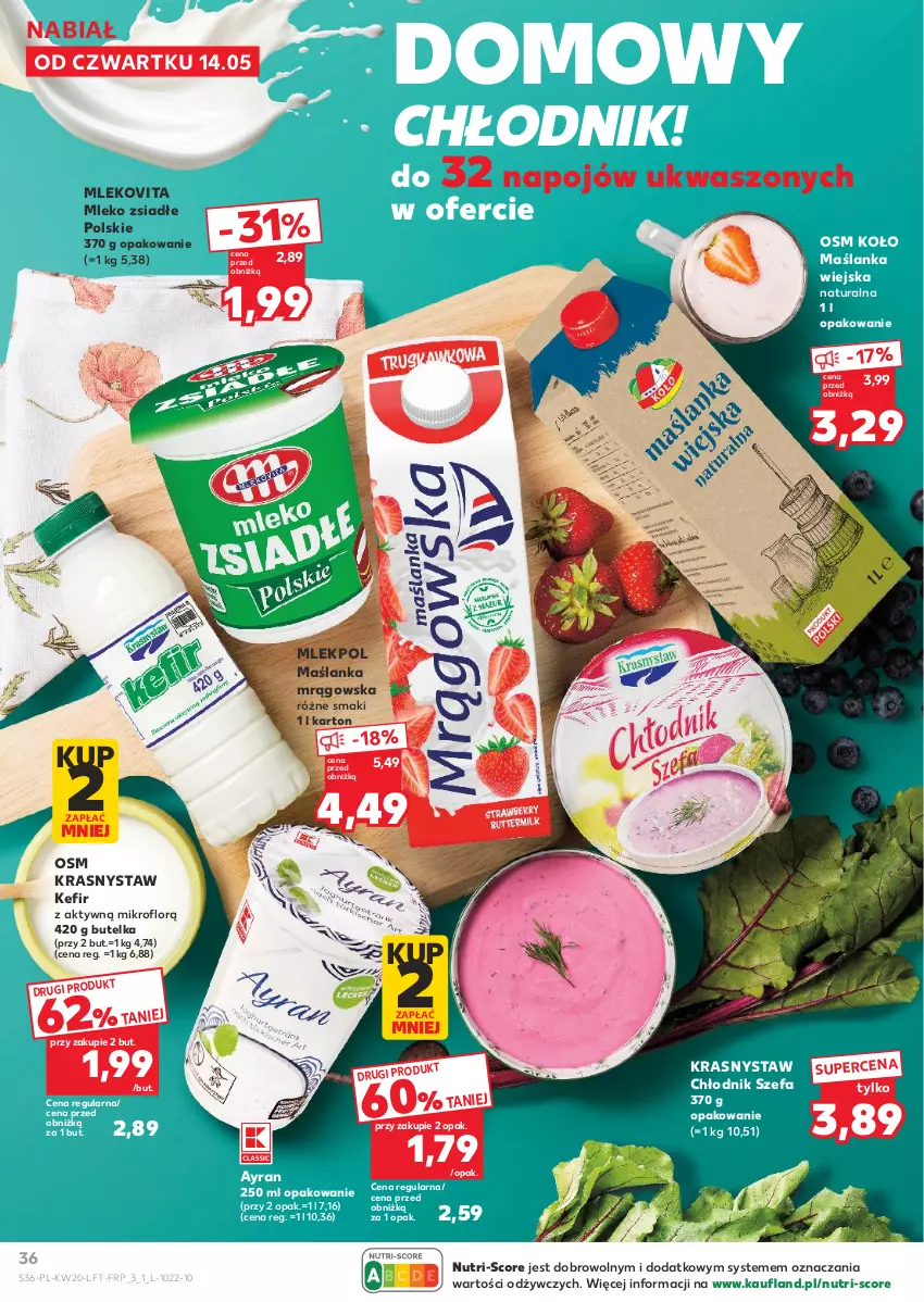 Gazetka promocyjna Kaufland - Gazetka tygodnia - ważna 14.05 do 20.05.2026 - strona 36 - produkty: Fa, Kefir, Maślanka, Mleko, Mleko zsiadłe, Mlekovita