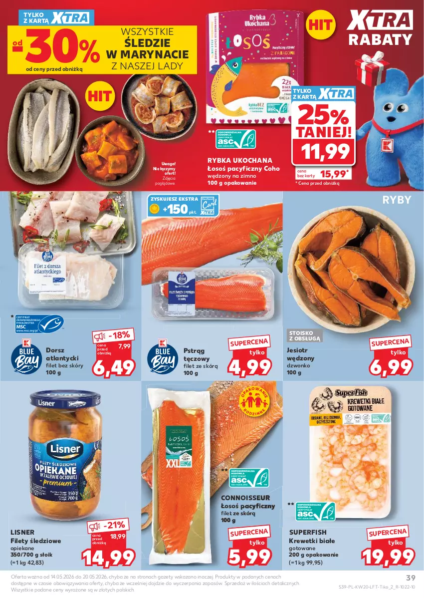 Gazetka promocyjna Kaufland - Gazetka tygodnia - ważna 14.05 do 20.05.2026 - strona 39 - produkty: Dorsz, Koc, Krewetki, Lisner, Pstrąg, Pstrąg tęczowy, Waga