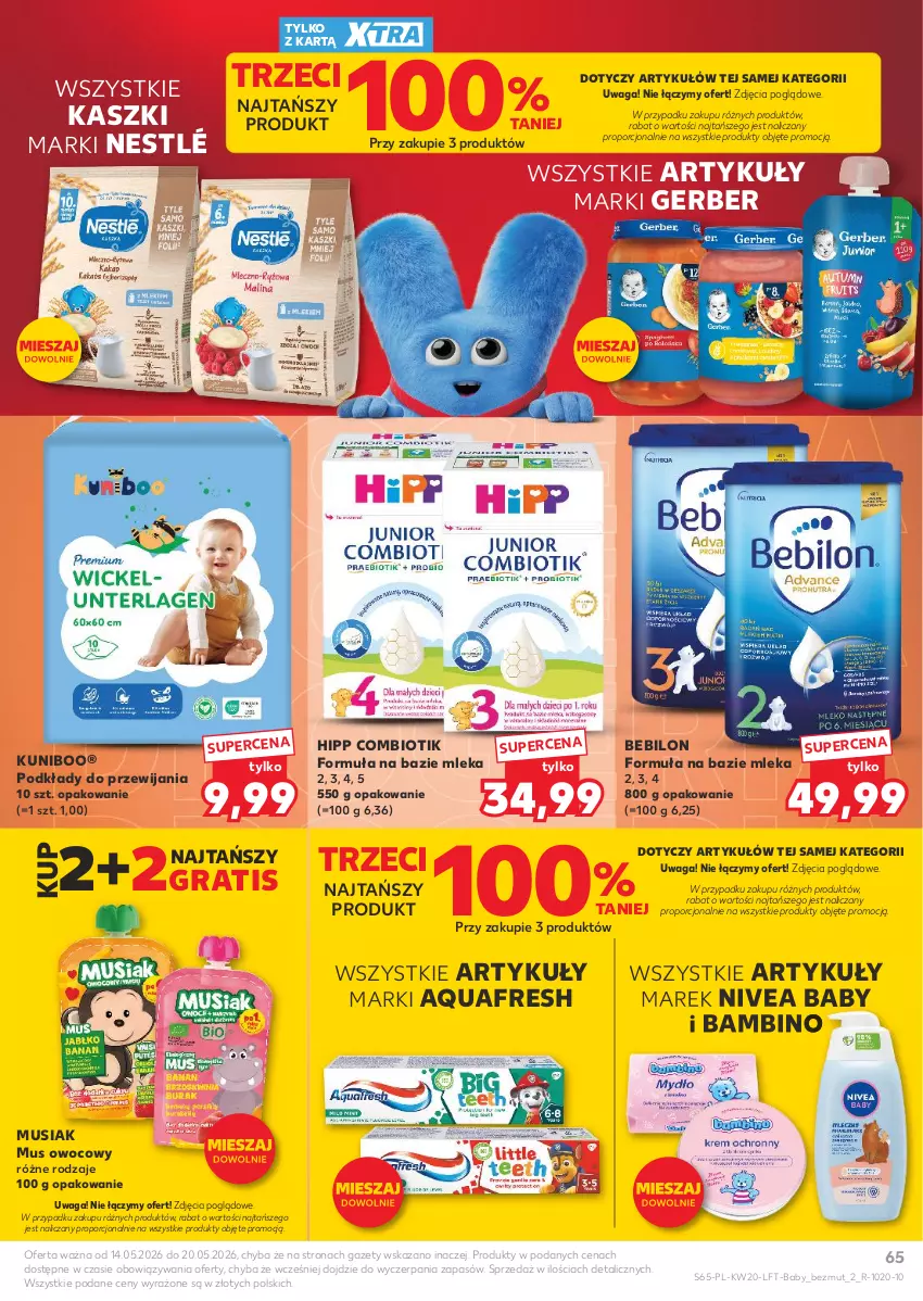 Gazetka promocyjna Kaufland - Gazetka tygodnia - ważna 14.05 do 20.05.2026 - strona 65 - produkty: Aquafresh, BEBILON, Gerber, Gra, HiPP, Mus, Nestlé, Nivea, Nivea Baby, Podkład, Por, Waga