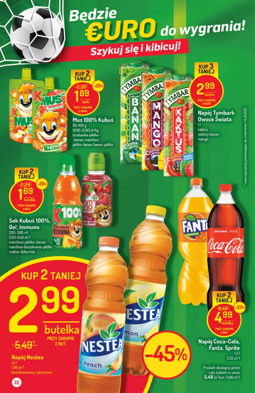 Gazetka promocyjna Delikatesy Centrum - Gazetka Delikatesy Centrum - ważna 06.05 do 12.05.2021 - strona 22 - produkty: Coca-Cola, Fa, Fanta, Kaktus, Kubuś, Mus, Napój, Sok, Sprite, Tymbark