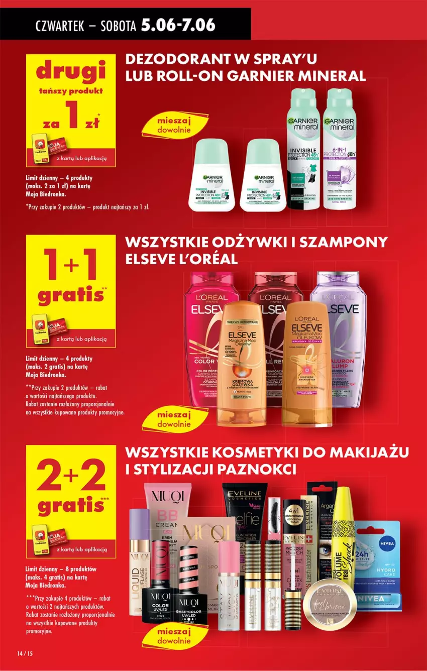 Gazetka promocyjna Biedronka - Od Czwartku - ważna 05.06 do 11.06.2025 - strona 14 - produkty: Elseve, Garnier, Gra, Makijaż, Por, Szampon