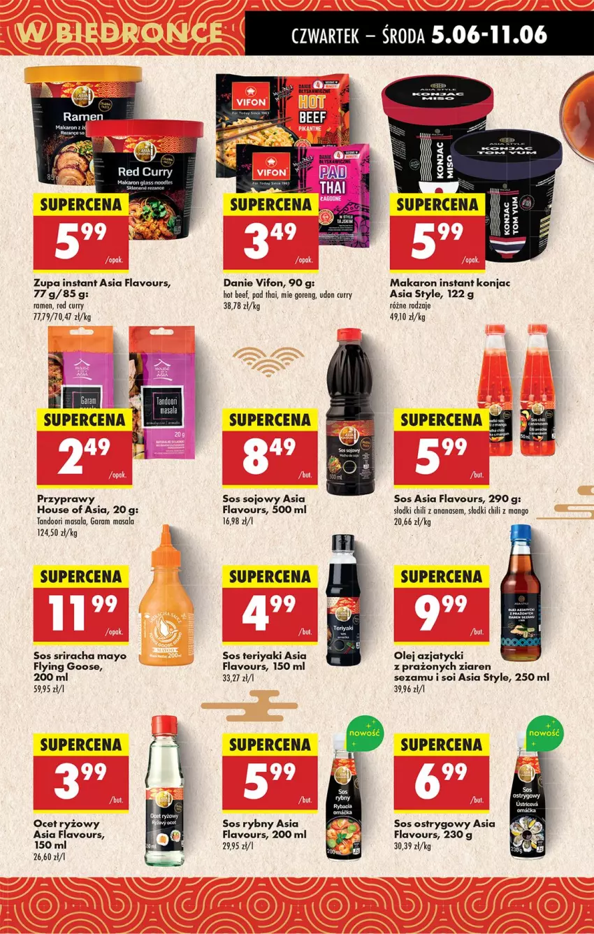 Gazetka promocyjna Biedronka - Od Czwartku - ważna 05.06 do 11.06.2025 - strona 39 - produkty: Ananas, Fa, House of Asia, Makaron, Mango, Ocet, Ocet ryżowy, Olej, Przyprawy, Ryż, Sezam, Sos, Sos ostrygowy, Sos rybny, Sos sojowy, Zupa