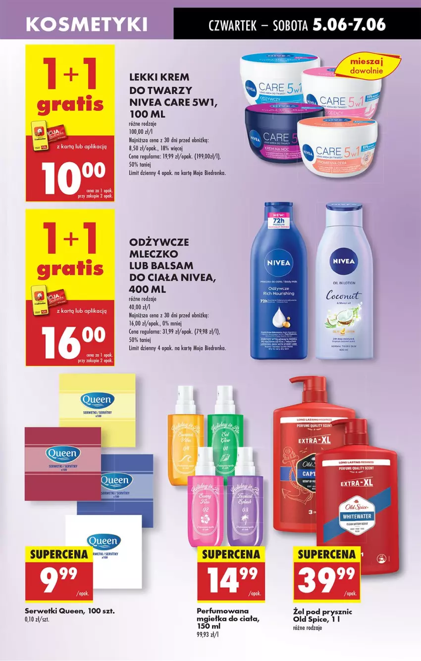 Gazetka promocyjna Biedronka - Od Czwartku - ważna 05.06 do 11.06.2025 - strona 59 - produkty: Balsam do ciała, Fa, Krem do twarzy, Mleczko, Nivea, Old Spice, Perfum, Ser, Serwetki