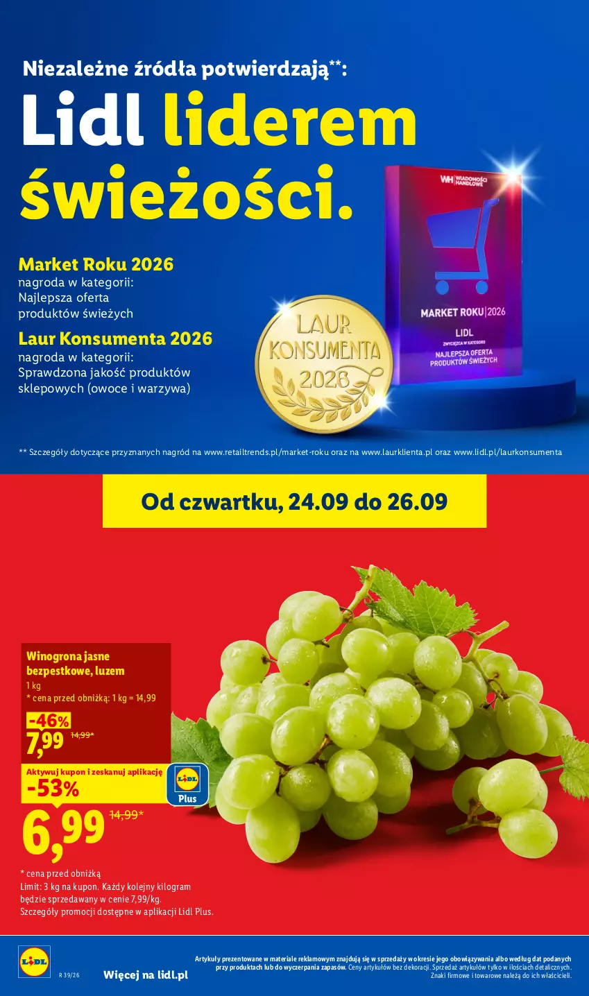 Gazetka promocyjna Lidl - Gazetka ważna od 24.09 do 26.09 - ważna 24.09 do 26.09.2026 - strona 46 - produkty: Gra, Laur, Olej, Owoce, Warzywa, Wino, Winogrona