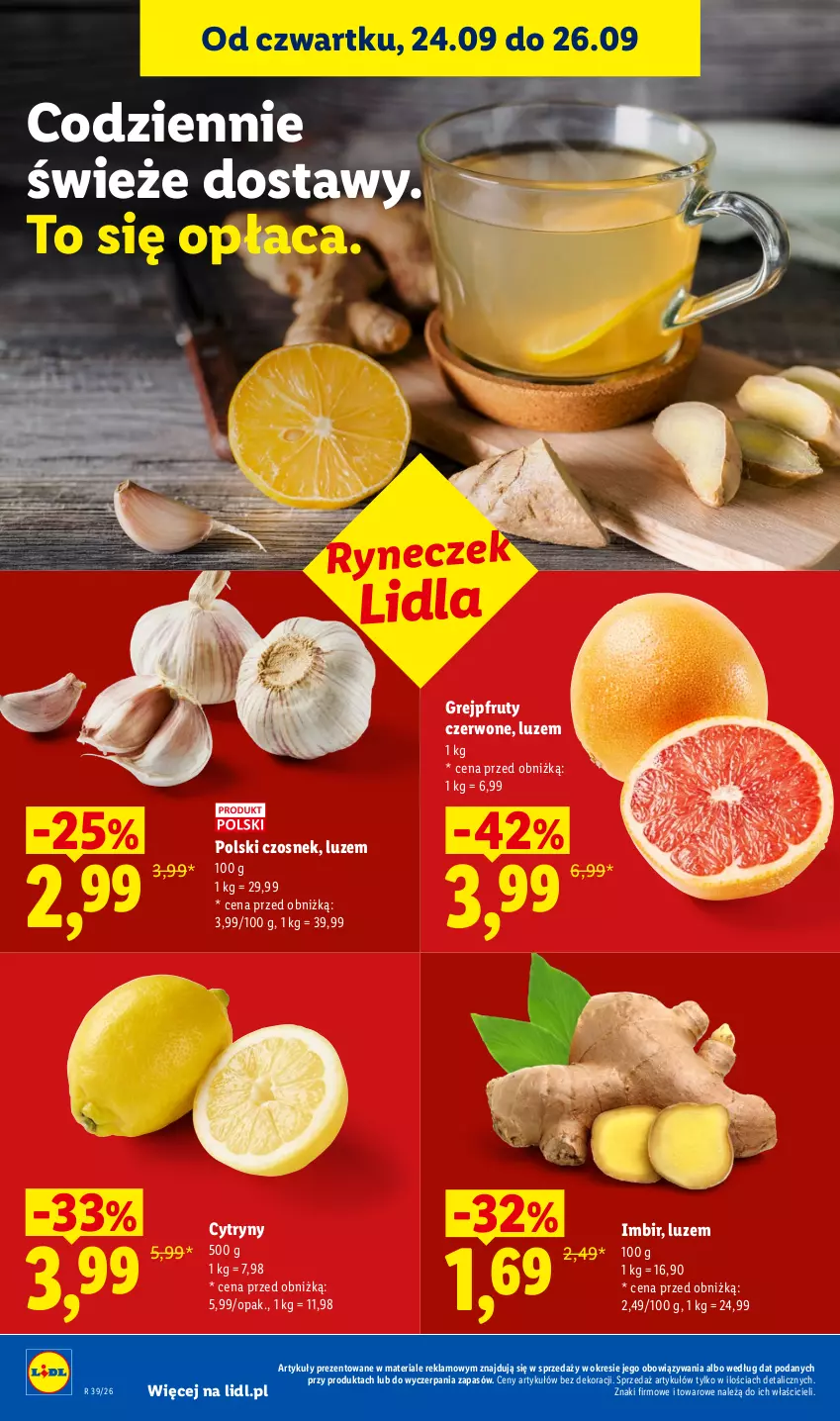 Gazetka promocyjna Lidl - Gazetka ważna od 24.09 do 26.09 - ważna 24.09 do 26.09.2026 - strona 48 - produkty: Cytryny, Czosnek, Grejpfrut, Imbir