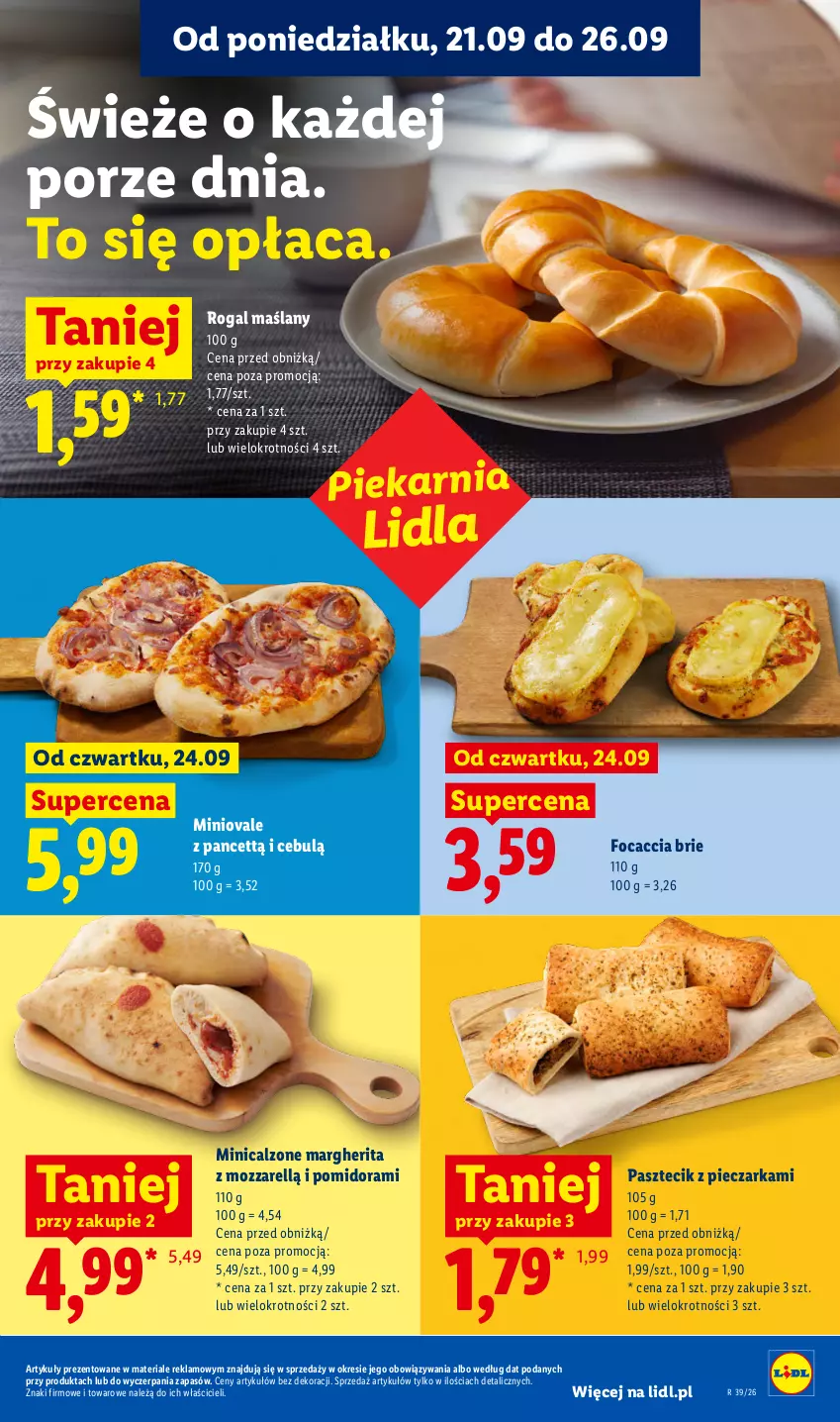 Gazetka promocyjna Lidl - Gazetka ważna od 24.09 do 26.09 - ważna 24.09 do 26.09.2026 - strona 55 - produkty: Brie, Focaccia, Pasztecik z pieczarkami, Piec, Pieczarka, Por, Rogal