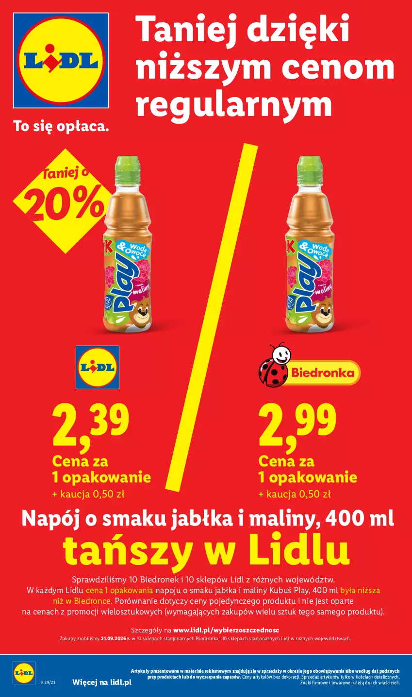 Gazetka promocyjna Lidl - Gazetka ważna od 24.09 do 26.09 - ważna 24.09 do 26.09.2026 - strona 6 - produkty: Jabłka, Kubuś, Maliny, Napój, Por