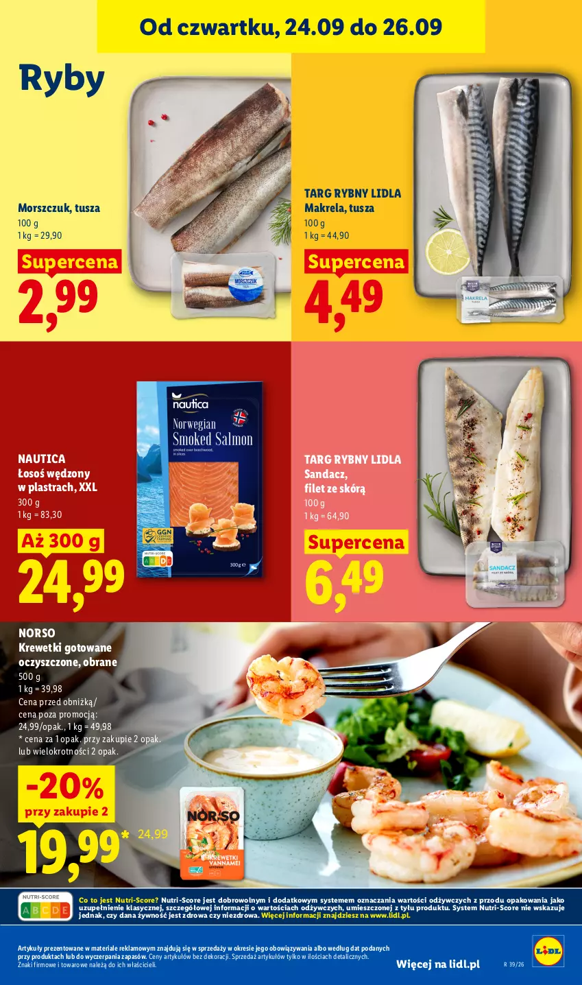 Gazetka promocyjna Lidl - Gazetka ważna od 24.09 do 26.09 - ważna 24.09 do 26.09.2026 - strona 61 - produkty: Krewetki, Sandacz, Tusz