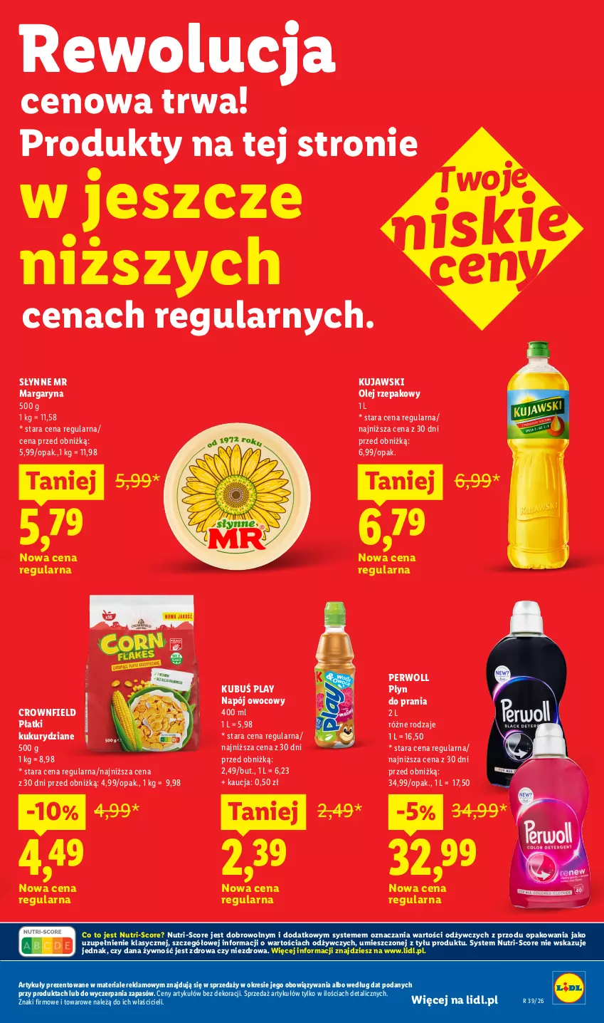 Gazetka promocyjna Lidl - Gazetka ważna od 24.09 do 26.09 - ważna 24.09 do 26.09.2026 - strona 7 - produkty: Kubuś, Kujawski, Margaryna, Napój, Olej, Olej rzepakowy, Perwoll, Płyn do prania, Słynne
