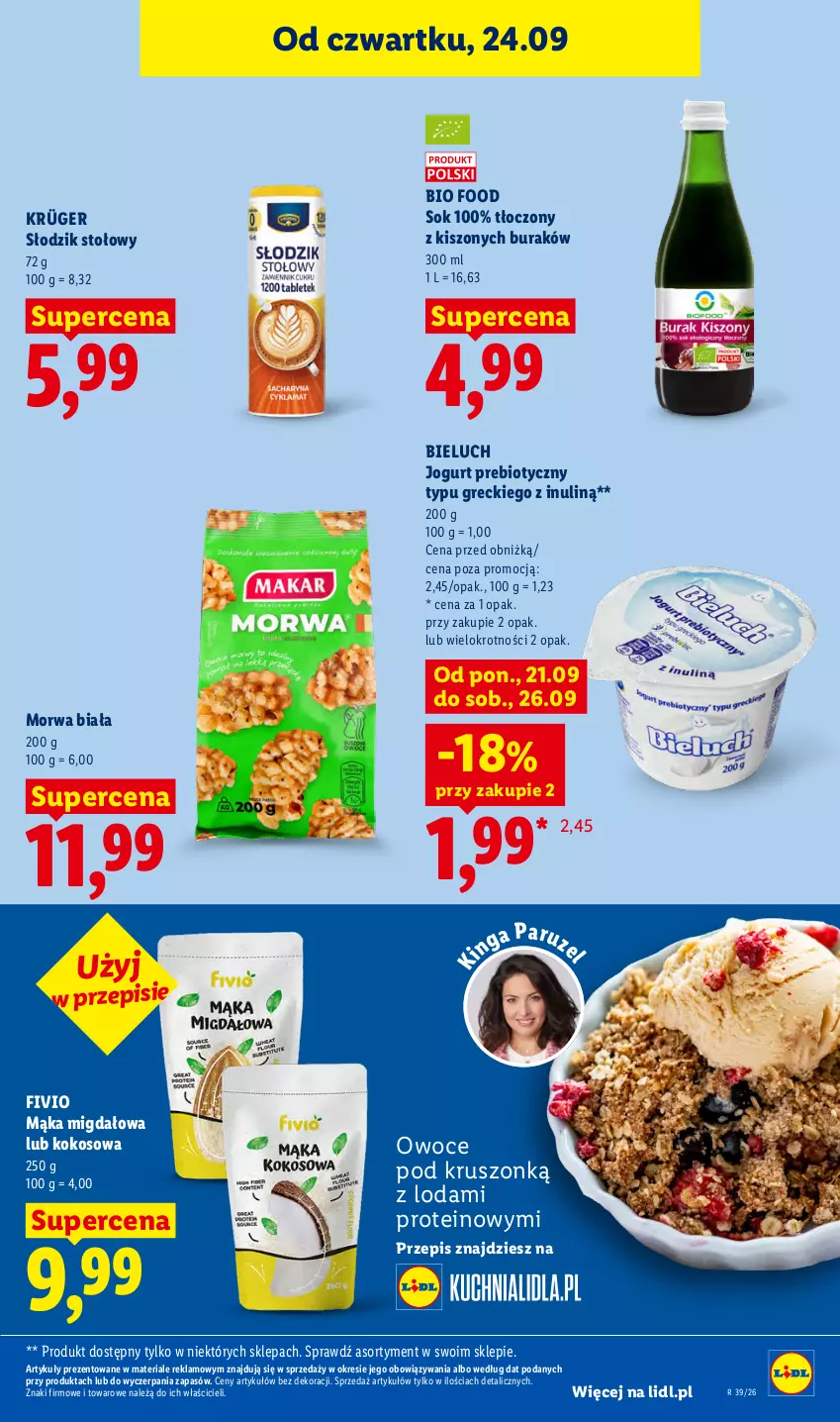 Gazetka promocyjna Lidl - Gazetka ważna od 24.09 do 26.09 - ważna 24.09 do 26.09.2026 - strona 75 - produkty: Bieluch, Jogurt, Kokos, Mąka, Owoce, Sok