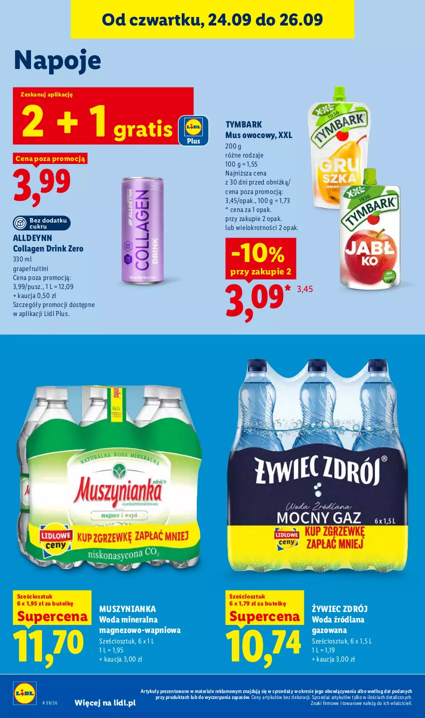Gazetka promocyjna Lidl - Gazetka ważna od 24.09 do 26.09 - ważna 24.09 do 26.09.2026 - strona 76 - produkty: Gra, LANA, Magnez, Mus, Muszynianka, Napoje, Tymbark, Woda, Woda mineralna