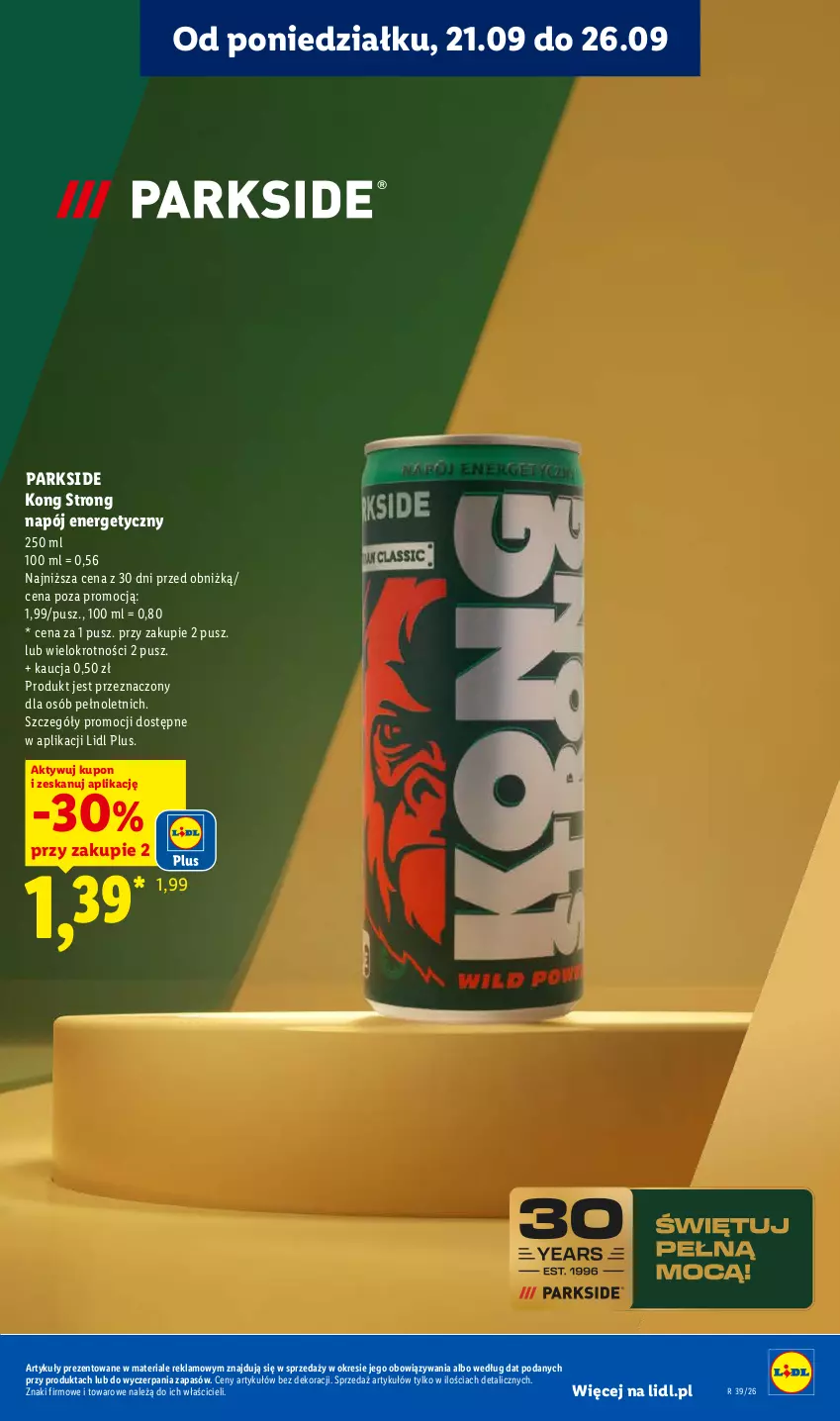 Gazetka promocyjna Lidl - Gazetka ważna od 24.09 do 26.09 - ważna 24.09 do 26.09.2026 - strona 79 - produkty: Napój, Napój energetyczny, Parkside