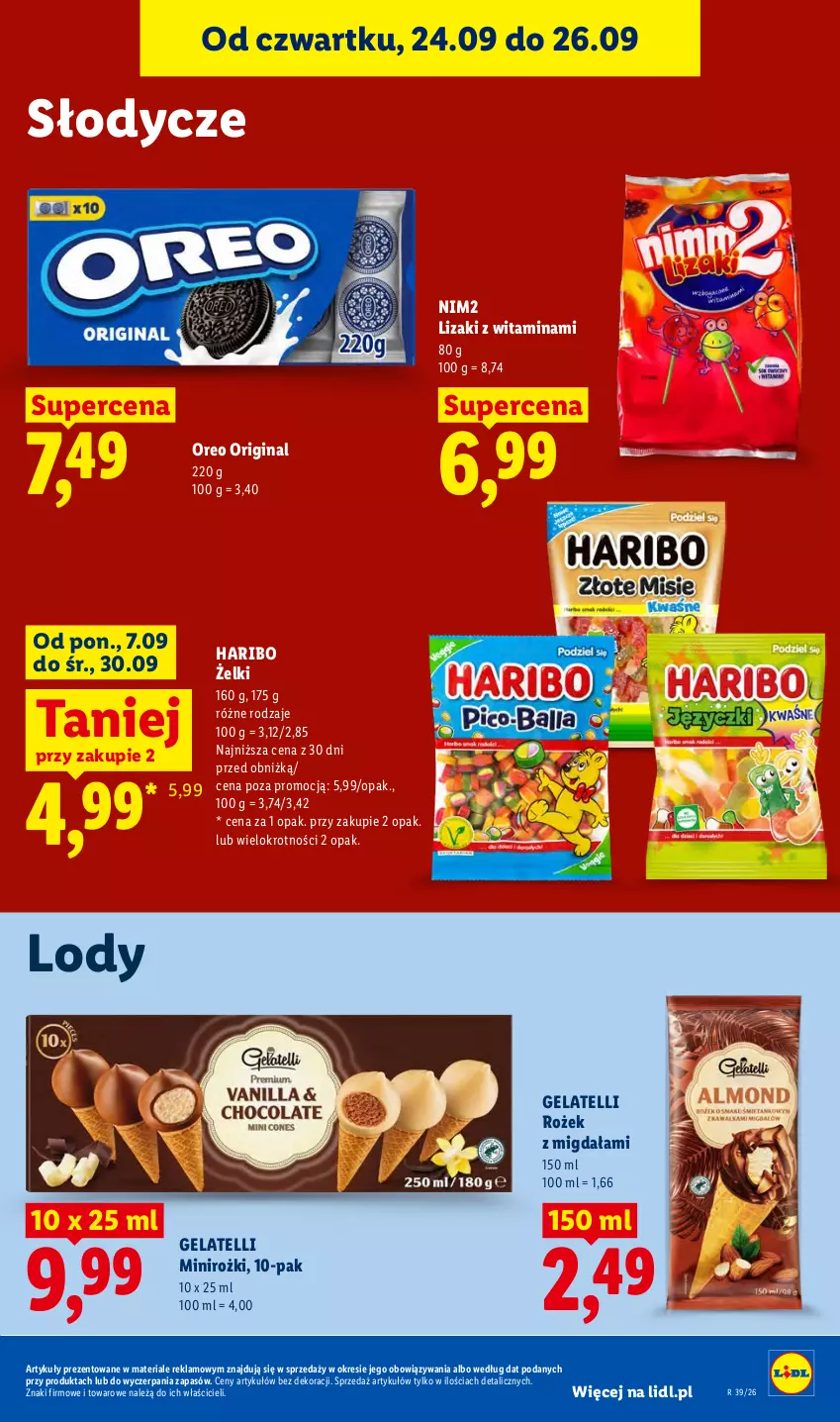 Gazetka promocyjna Lidl - Gazetka ważna od 24.09 do 26.09 - ważna 24.09 do 26.09.2026 - strona 87 - produkty: Gin, Haribo, Lizaki, Lody, Oreo