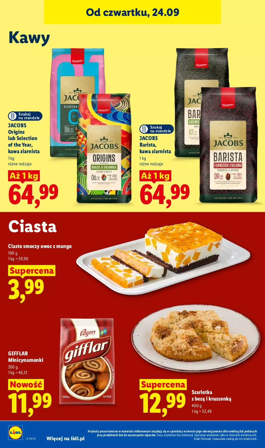 Gazetka promocyjna Lidl - Gazetka ważna od 24.09 do 26.09 - ważna 24.09 do 26.09.2026 - strona 88 - produkty: Gin, Jacobs, Kawa, Kawa ziarnista, Mango, Szarlotka