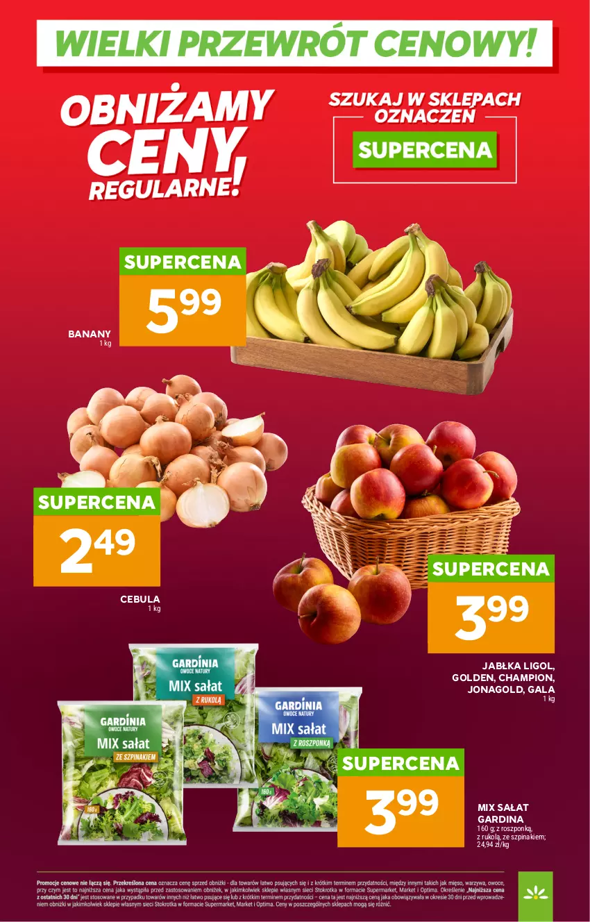 Gazetka promocyjna Stokrotka - Wielki przewrót cenowy! - ważna 14.05 do 30.09.2026 - strona 2 - produkty: Banany, Cebula, Gala, Jabłka, Jonagold, Ligol, Sałat, Szpinak