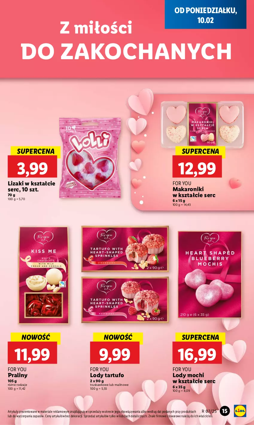 Gazetka promocyjna Lidl - GAZETKA - ważna 10.02 do 12.02.2025 - strona 17 - produkty: Koc, Lizaki, Lody, Makaron, Praliny, Ser