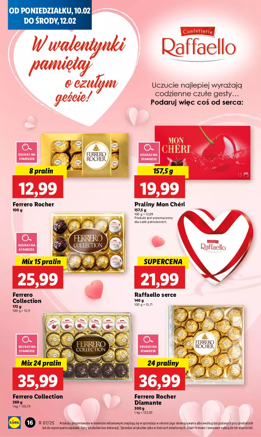 Gazetka promocyjna Lidl - GAZETKA - ważna 10.02 do 12.02.2025 - strona 18 - produkty: Diamant, Fa, Ferrero, Ferrero Rocher, Mon Chéri, Praliny, Raffaello, Ser