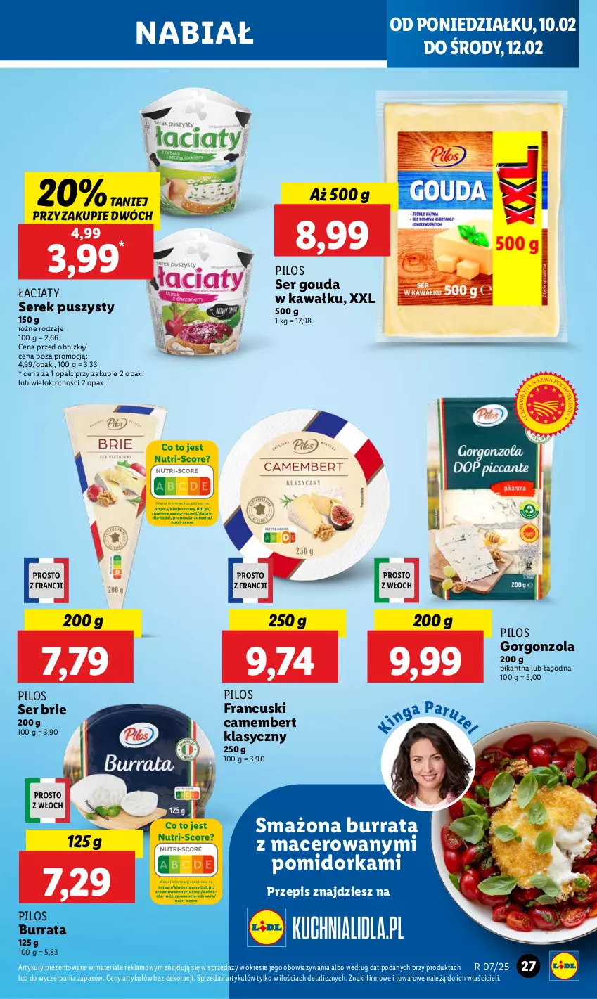 Gazetka promocyjna Lidl - GAZETKA - ważna 10.02 do 12.02.2025 - strona 29 - produkty: Acer, Brie, Burrata, Camembert, Gorgonzola, Gouda, Kawa, Orka, Pilos, Ser, Serek, Serek puszysty