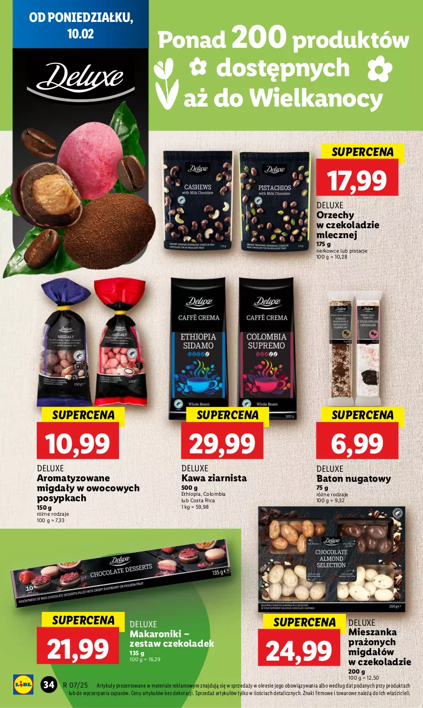 Gazetka promocyjna Lidl - GAZETKA - ważna 10.02 do 12.02.2025 - strona 38 - produkty: Baton, Kawa, Kawa ziarnista, Makaron, Migdały, Orzechy w czekoladzie, Pistacje