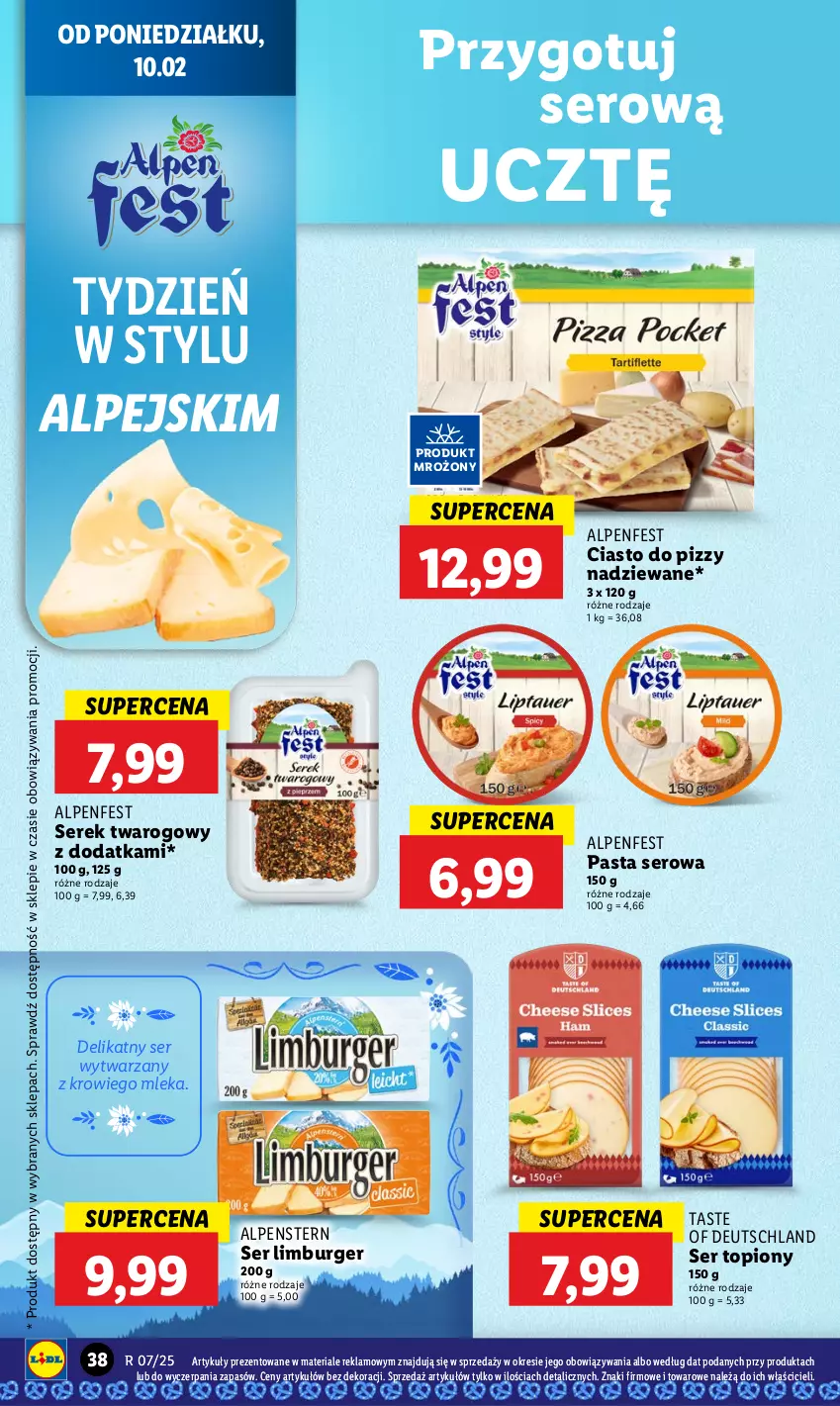 Gazetka promocyjna Lidl - GAZETKA - ważna 10.02 do 12.02.2025 - strona 42 - produkty: Burger, Limburger, Ser, Ser topiony, Serek, Serek twarogowy, Top