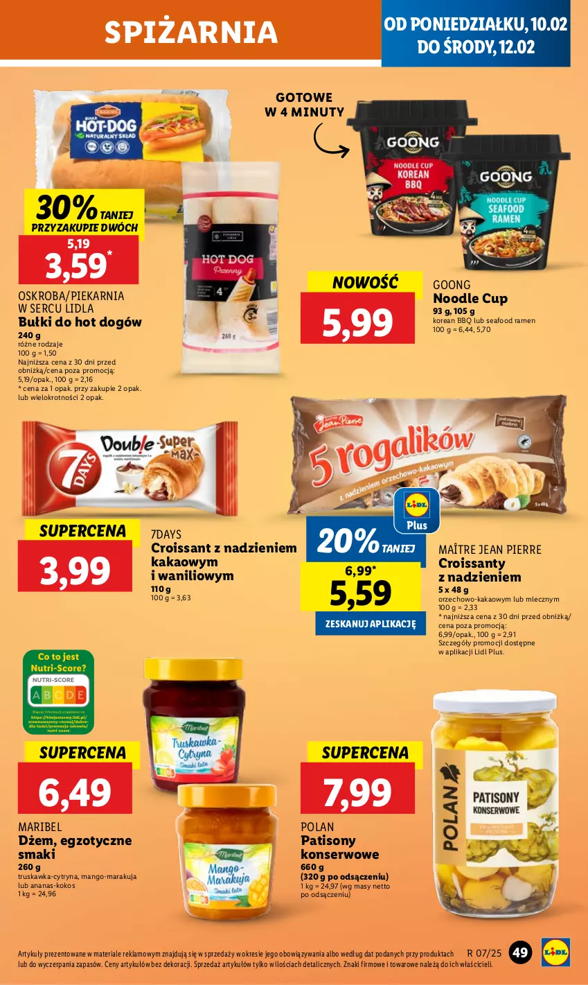 Gazetka promocyjna Lidl - GAZETKA - ważna 10.02 do 12.02.2025 - strona 53 - produkty: Ananas, Bułki do hot dogów, Croissant, Dżem, Hot dog, Kakao, Kokos, Mango, Nuty, Ser, Sony