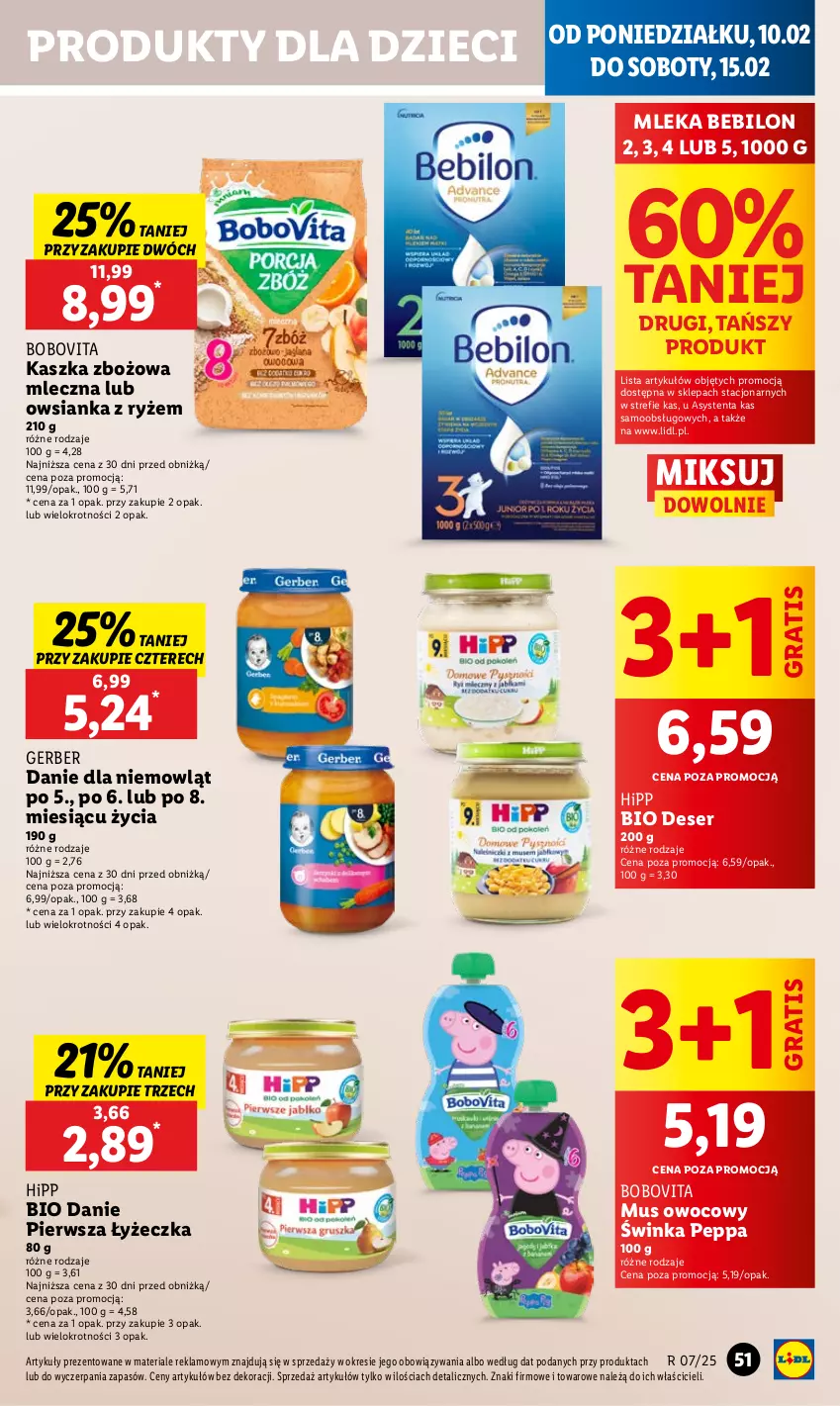 Gazetka promocyjna Lidl - GAZETKA - ważna 10.02 do 12.02.2025 - strona 57 - produkty: BEBILON, BoboVita, Deser, Dzieci, Gerber, Gra, HiPP, Hipp Bio, Inka, Mus, Owsianka, Ryż, Ser