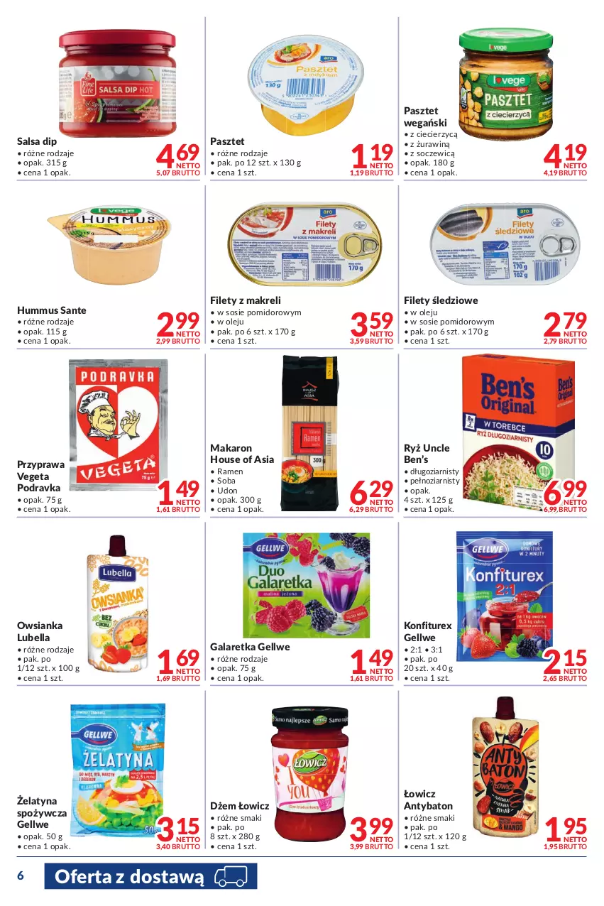 Gazetka promocyjna Makro - [Oferta promocyjna] Dostawy - ważna 28.06 do 11.07.2022 - strona 6 - produkty: Baton, Bell, Bella, Dżem, Gala, Galaretka, House of Asia, Hummus, Lubella, Makaron, Mus, Olej, Owsianka, Pasztet, Podravka, Ryż, Salsa, Sante, Sos, Vegeta