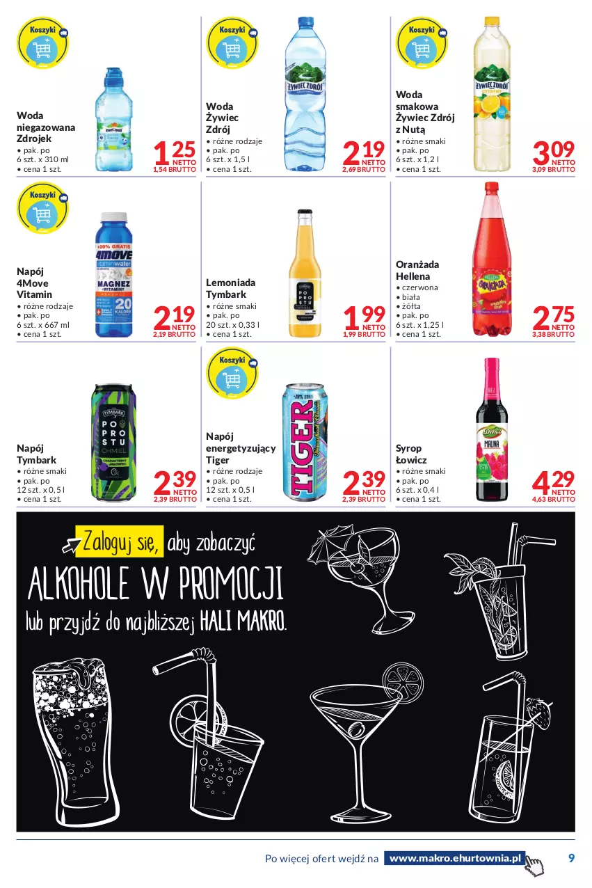 Gazetka promocyjna Makro - [Oferta promocyjna] Dostawy - ważna 28.06 do 11.07.2022 - strona 9 - produkty: Hellena, Lemoniada, Napój, Oranżada, Syrop, Tiger, Tymbark, Woda, Woda niegazowana