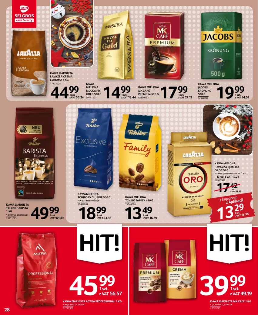 Gazetka promocyjna Selgros - Oferta spożywcza - ważna 17.11 do 30.11.2022 - strona 28 - produkty: Fa, Jacobs, Jacobs Krönung, Kawa, Kawa mielona, Kawa ziarnista, Lavazza, Mocca Fix Gold, Tchibo, Tchibo Barista, Tchibo Family