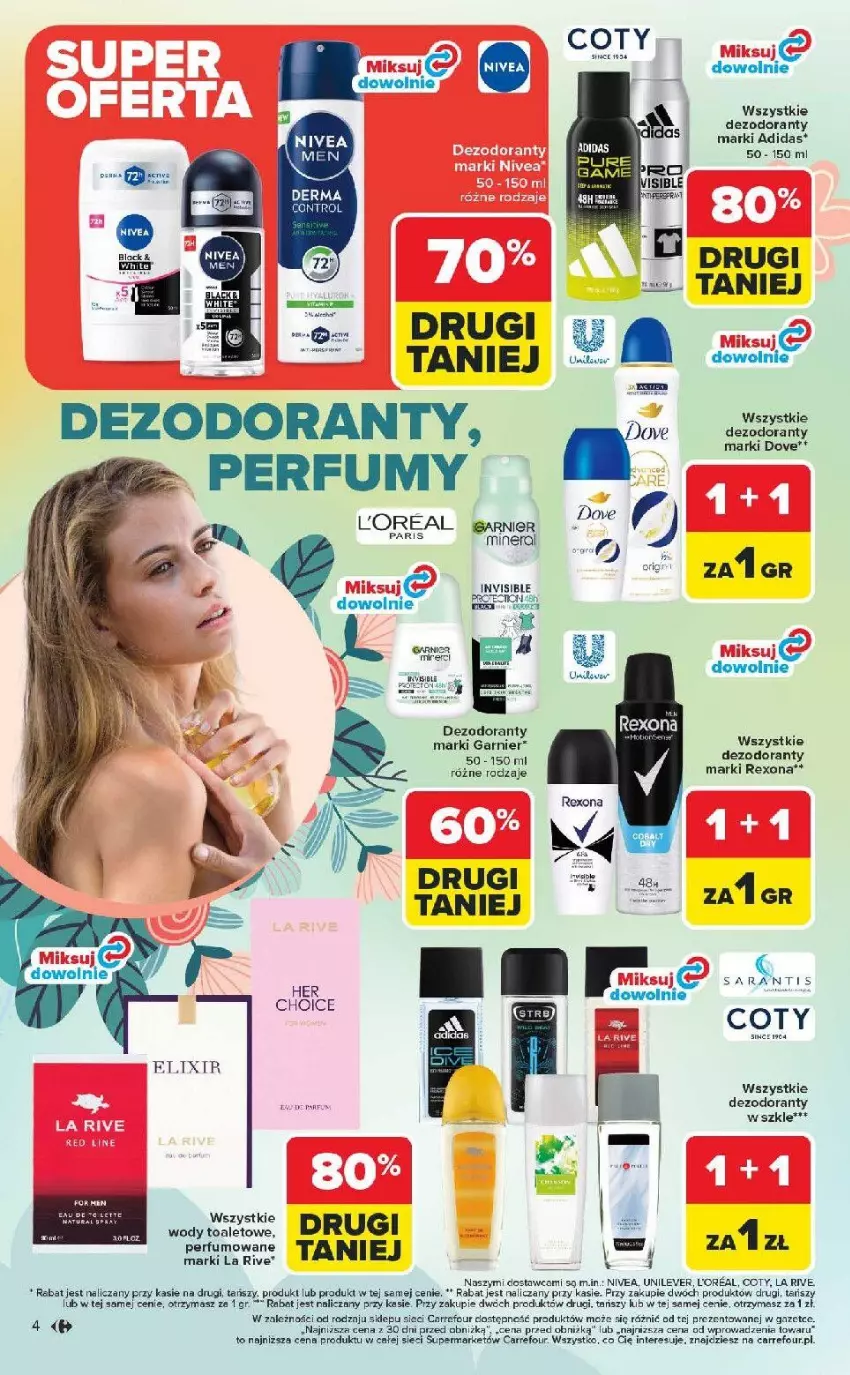 Gazetka promocyjna Carrefour - Gazetka Hity dla urody! - ważna 02.03 do 14.03.2026 - strona 4 - produkty: Adidas, AEG, Control, Dezodorant, Dove, Fa, Garnier, La Rive, Nivea, Perfum, Rexona