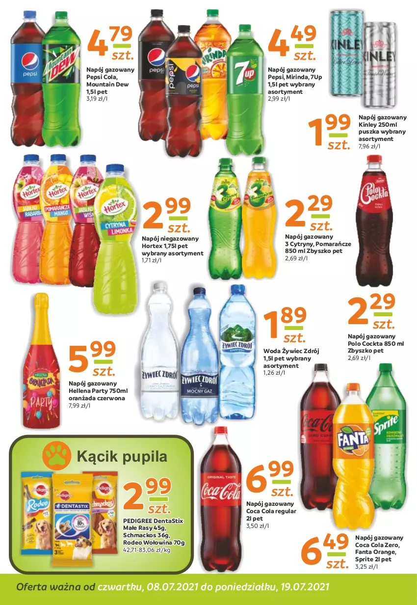 Gazetka promocyjna Gama - Gazetka Gama - ważna 08.07 do 19.07.2021 - strona 10 - produkty: 7up, Cytryny, Fa, Fanta, Hellena, Hortex, Mirinda, Napój, Napój gazowany, Napój niegazowany, Oranżada, Pedigree, Pepsi, Pomarańcze, Sprite, Woda, Wołowina