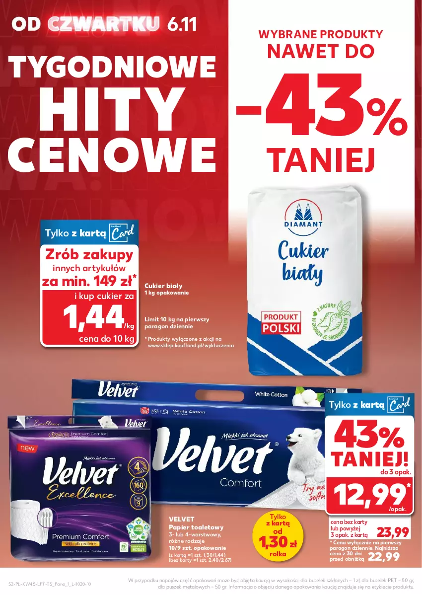Gazetka promocyjna Kaufland - Gazetka tygodnia - ważna 06.11 do 12.11.2025 - strona 2 - produkty: Cukier, Papier, Papier toaletowy, Sok, Velvet